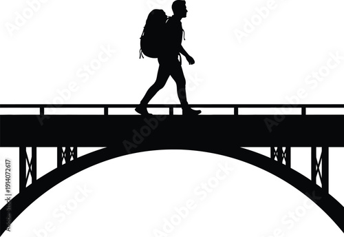 Hiking, Backpacking, and Trekking Silhouette Set