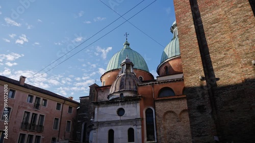 Cupola or Dome of Treviso Cathedral of Saint Peter the Apostle or Cattedrale di San Pietro Apostolo Exterior in the Veneto Region of Italy