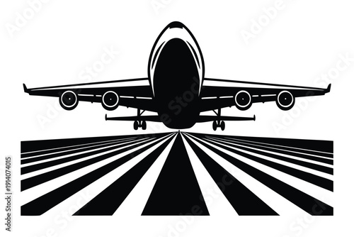 Commercial Airplane Silhouette Taking Off