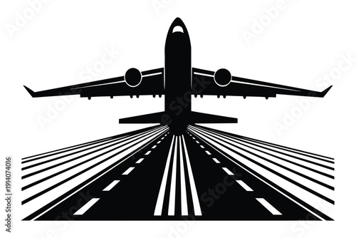 Commercial Airplane Silhouette Taking Off