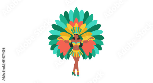 Vibrant Carnival Dancer in Floral Costume Performing with Joy.