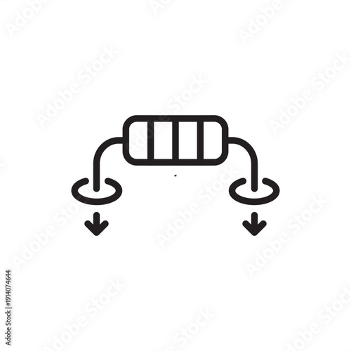 Through-hole component icon. THT electronic assembly, representing axial-lead resistors, PCB hole mounting, high-durability solder joints, wave soldering, and industrial power electronic hardware.