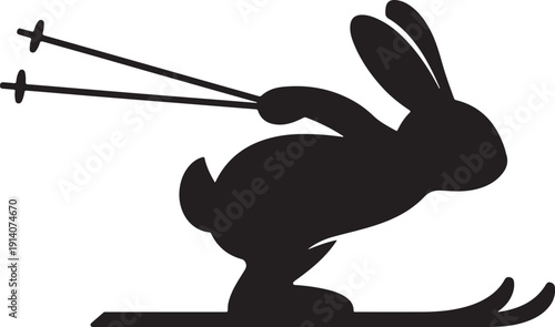 Black silhouette of rabbit with arrows in back hunting