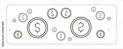 Roller Skates Cogs Mechanism Mugs amounts of Digital Wallets money Dollar Banking Icons