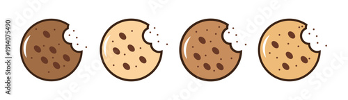 Cookie Vector Set – Biscuit & Snack Icons, Bakery Dessert Food Illustration