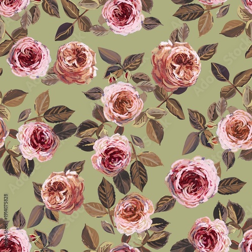 Foto Abstract watercolor rose flower creative allover design seamless floral pattern