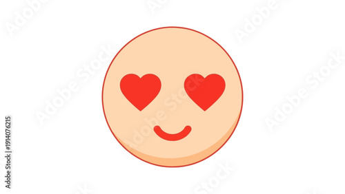 heart eyes emoji smiling happily isolated on white background conveying deep love and affection for social media and digital messaging.