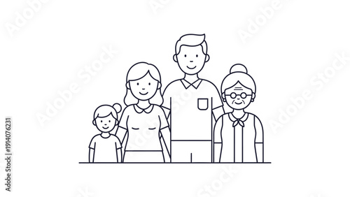 happy multi-generational family portrait with child mother father and grandmother illustrating values support and togetherness.