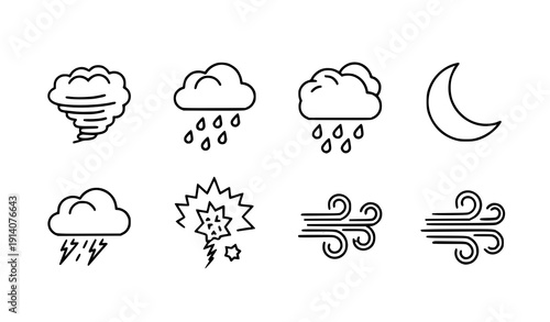 Weather Forecast Line Duotone Editable Stroke Icon Set