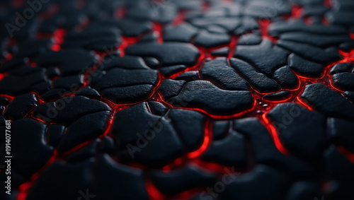 Wallpaper Mural Abstract Background of Cracked Black Volcanic Rock with Glowing Red Lava Veins Torontodigital.ca