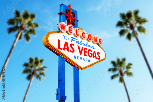 Photography Welcome to Fabulous Las Vegas Sign With Plane Arriving
