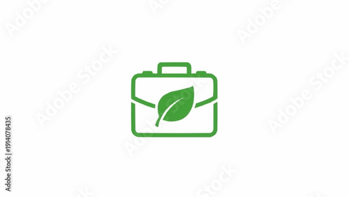 Green briefcase with leaf logo symbol.