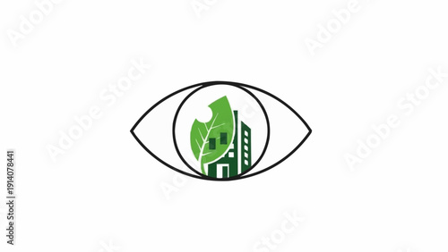 Green Building in Eye View Concept.