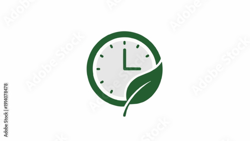 Green Clock with Leaf Symbol.
