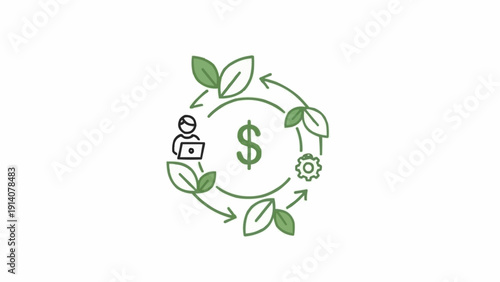 Green dollar sign with leaves eco.