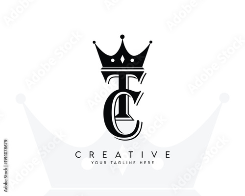 TC CT initial luxury logo letter crown vector symbol