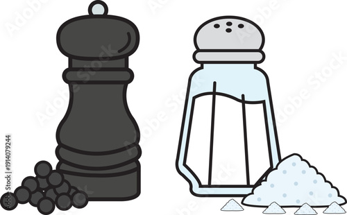 Salt and Pepper Set With Grinder Illustration