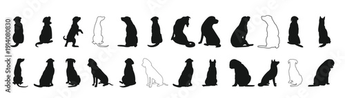 dog silhouettes collection set black and white 