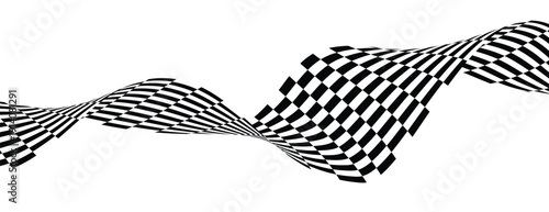 black and white wavy bent ribbon element curved stripe 