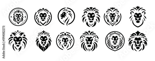 lion logo set premium design collection vector illustration