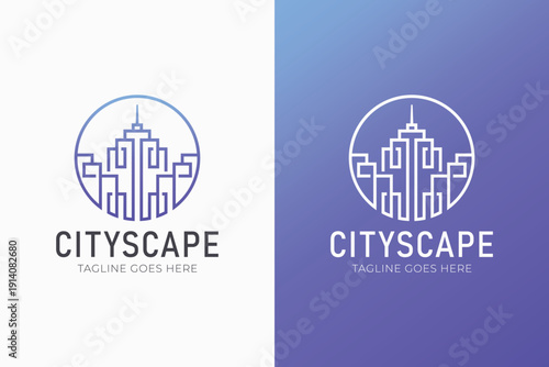 Cityscape Urban Skyline Logo Design with Modern Architecture Identity Concept