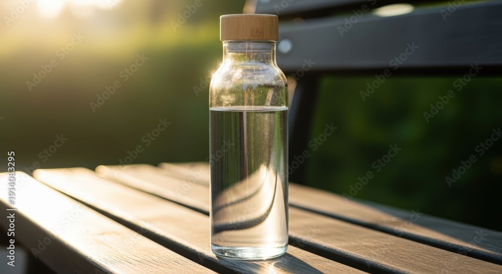 custom made wallpaper toronto digitalReusable glass water bottle in sunny park setting