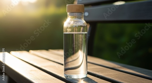 Wallpaper Mural Reusable glass water bottle in sunny park setting Torontodigital.ca