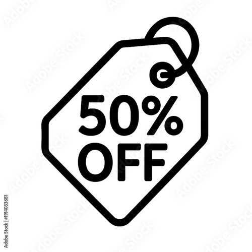 50 percent off discount tag icon for sales promotions