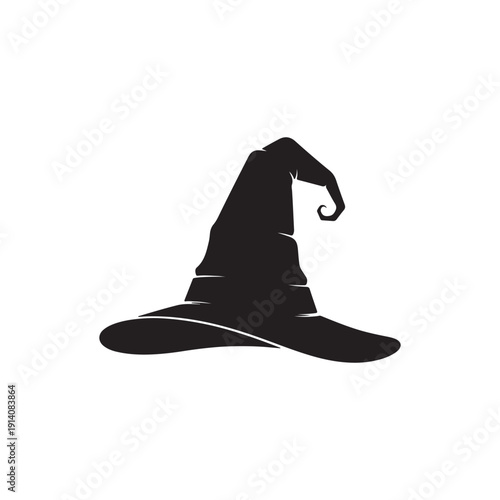 witch hat - Halloween vector illustration Silhouette symbol on white background.