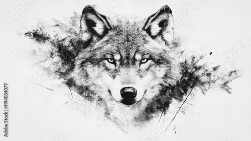 Wallpaper Mural An artistic portrait of a majestic wolf with a piercing gaze AI Generative Torontodigital.ca