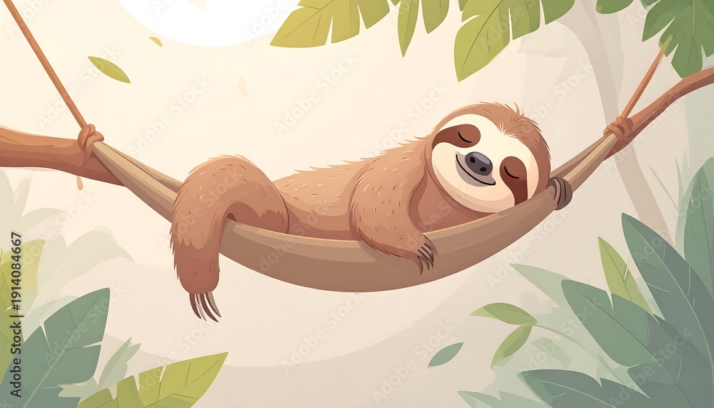 Fototapeta premium Sleepy sloth in a hammock