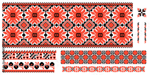 Set of Slavic ornamental patterns symbolizing rye, the grain of life