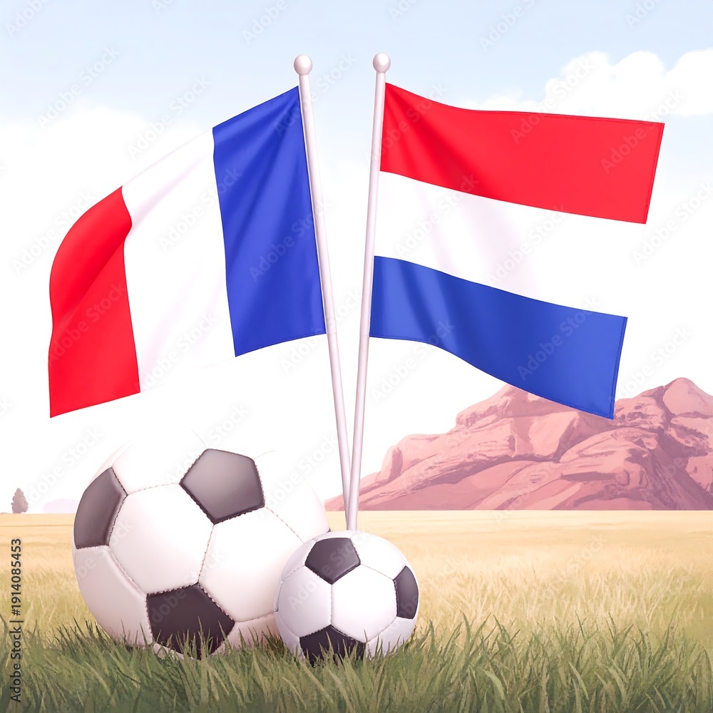 Fototapeta premium Soccer flags and balls