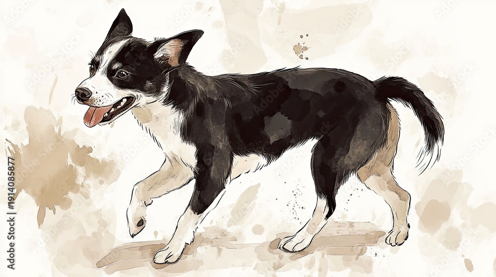custom made wallpaper toronto digitalA playful dog, a delightful illustration AI Generative