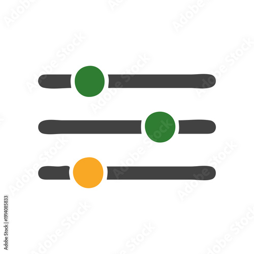 Minimal settings sliders icon with adjustable controls representing customization and preferences. Perfect for UI interfaces, mobile apps, admin panels, configuration systems, and modern flat vector d