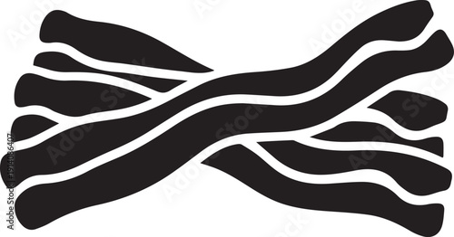 Four black disposable cups with straws and domed lids, vector graphics for cold drinks