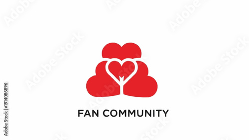 Red heart shaped fan community logo.