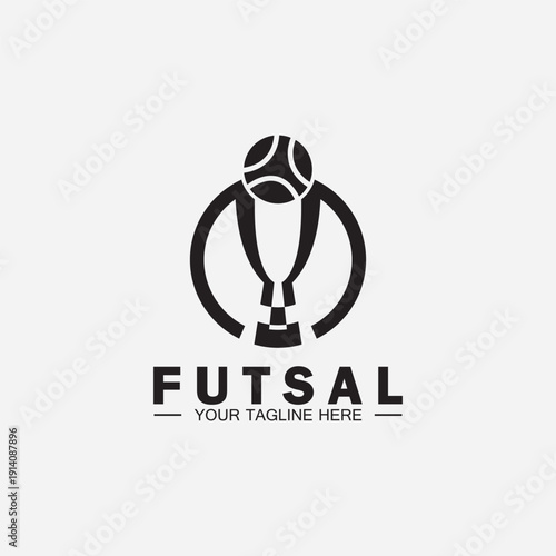 Futsal or Soccer Championship Trophy Logo Design vector  icon template.champions futsal trophy for winner award