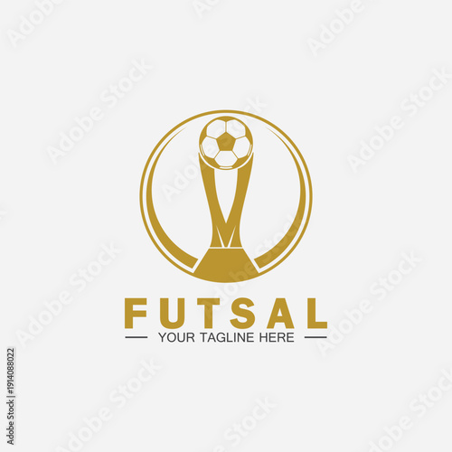 Futsal or Soccer Championship Trophy Logo Design vector  icon template.champions futsal trophy for winner award