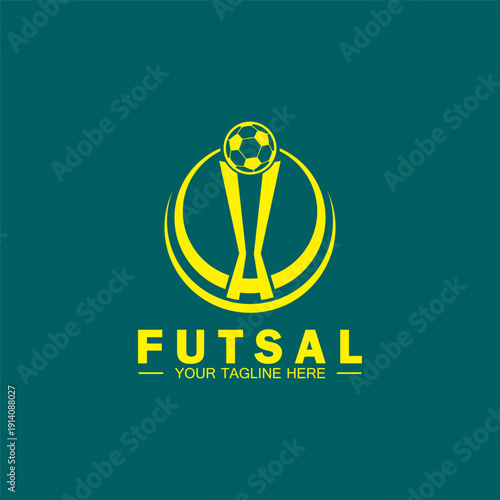 Futsal or Soccer Championship Trophy Logo Design vector  icon template.champions futsal trophy for winner award