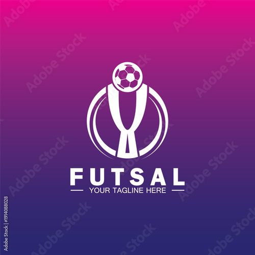Futsal or Soccer Championship Trophy Logo Design vector  icon template.champions futsal trophy for winner award