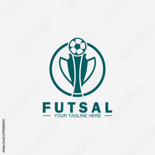 Futsal or Soccer Championship Trophy Logo Design vector  icon template.champions futsal trophy for winner award