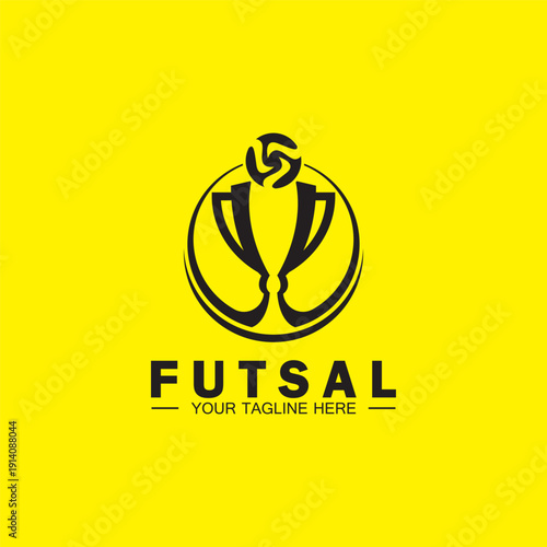 Futsal or Soccer Championship Trophy Logo Design vector  icon template.champions futsal trophy for winner award