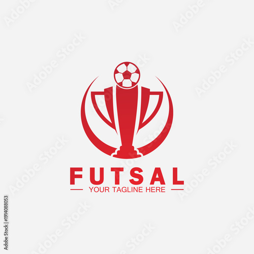 Futsal or Soccer Championship Trophy Logo Design vector  icon template.champions futsal trophy for winner award