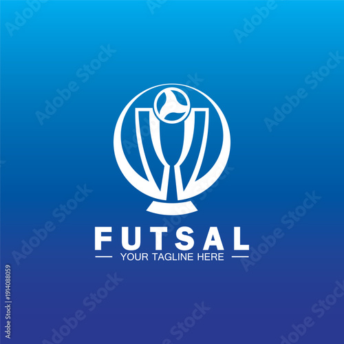 Futsal or Soccer Championship Trophy Logo Design vector  icon template.champions futsal trophy for winner award
