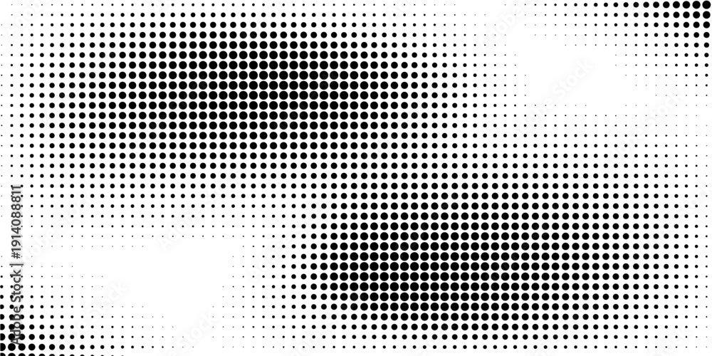 Fototapeta premium Hexagon halftone gradient texture. Abstract black and white spotted grunge background. Geometric retro tech wallpaper. Fading wavy hexagonal pattern backdrop. Vector vanishing honeycomb grunge