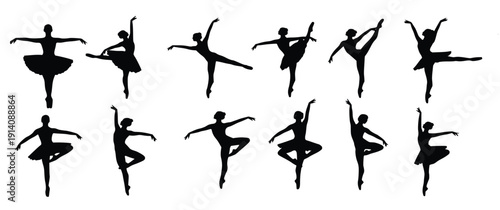  collection of silhouette art depicting a ballerina