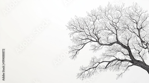 Wallpaper Mural Bare branches reaching across the frame, a stark and elegant image of winter. The intricate network of limbs against a simple backdrop creates a sense of tranquility and minimalism. AI Generative Torontodigital.ca
