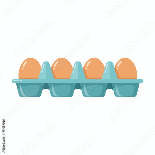Four eggs in a blue carton