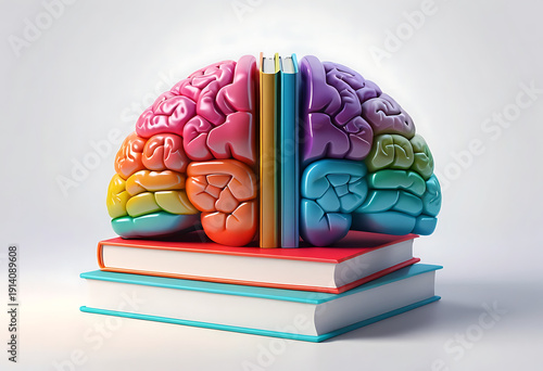 Wallpaper Mural Colorful brain made of books on pastel background symbolizing learning knowledge education and creativity concept Torontodigital.ca